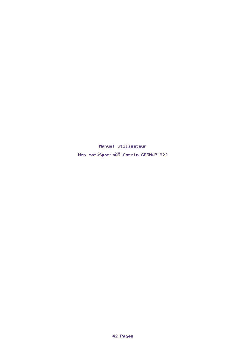 Page 1 de la notice Manuel utilisateur Garmin GPSMAP 922