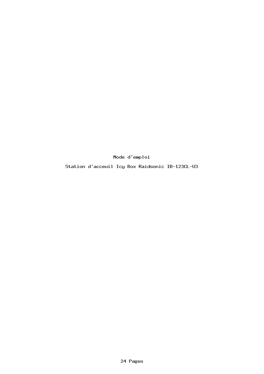 Page 1 de la notice Mode d'emploi Icy Box Raidsonic IB-123CL-U3