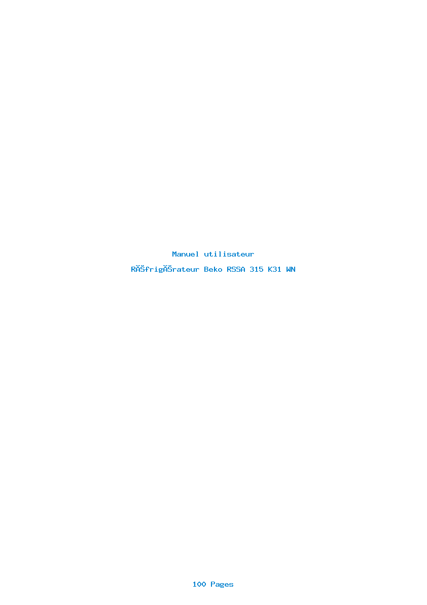 Page 1 de la notice Manuel utilisateur Beko RSSA 315 K31 WN