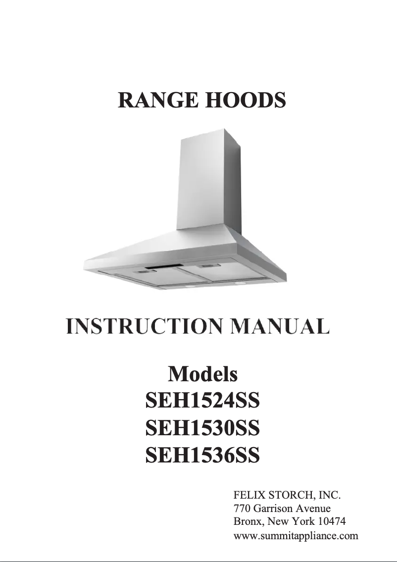 Page 1 de la notice Manuel utilisateur Summit SEH1524SS