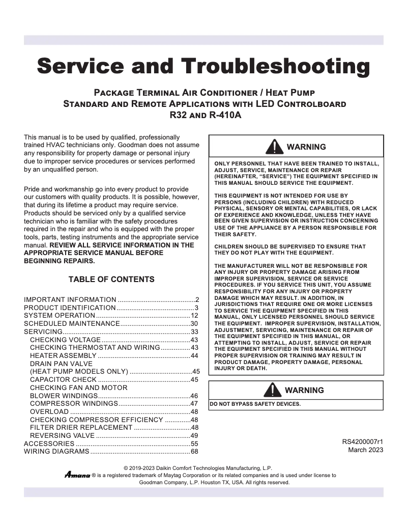 Page 1 de la notice Manuel utilisateur Amana PTC094J35AXXX