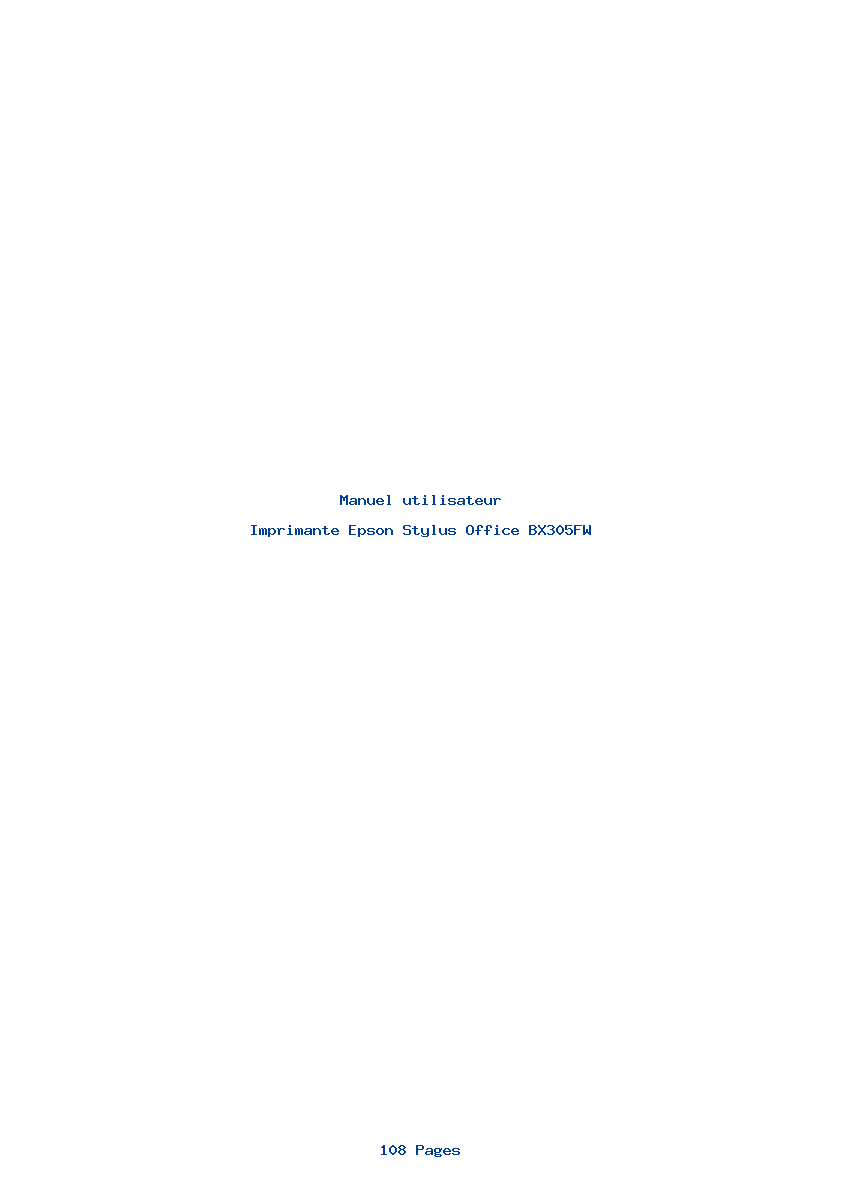 Page 1 de la notice Manuel utilisateur Epson Stylus Office BX305FW