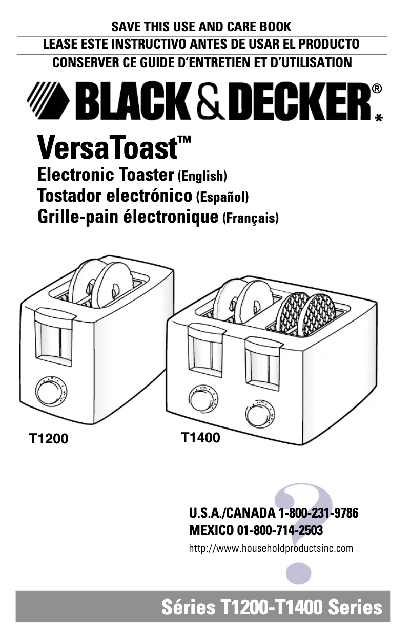 Página 1 del manual Manual de usuario Black & Decker VersaToast T1400