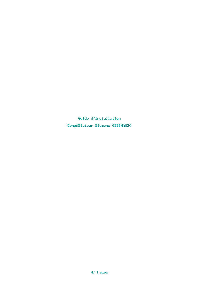 Page 1 de la notice Guide d'installation Siemens GS36NAW30