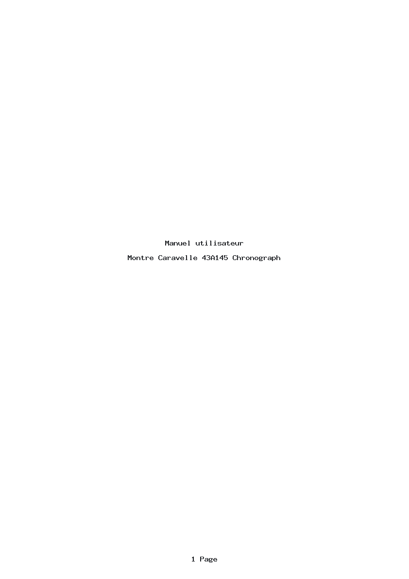 Page 1 de la notice Manuel utilisateur Caravelle 43A145 Chronograph