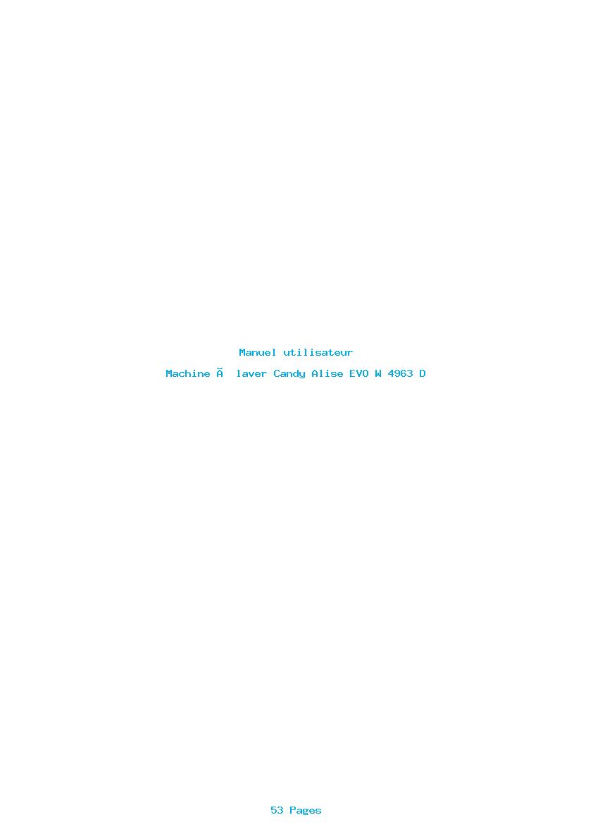 Page 1 de la notice Manuel utilisateur Candy Alise EVO W 4963 D