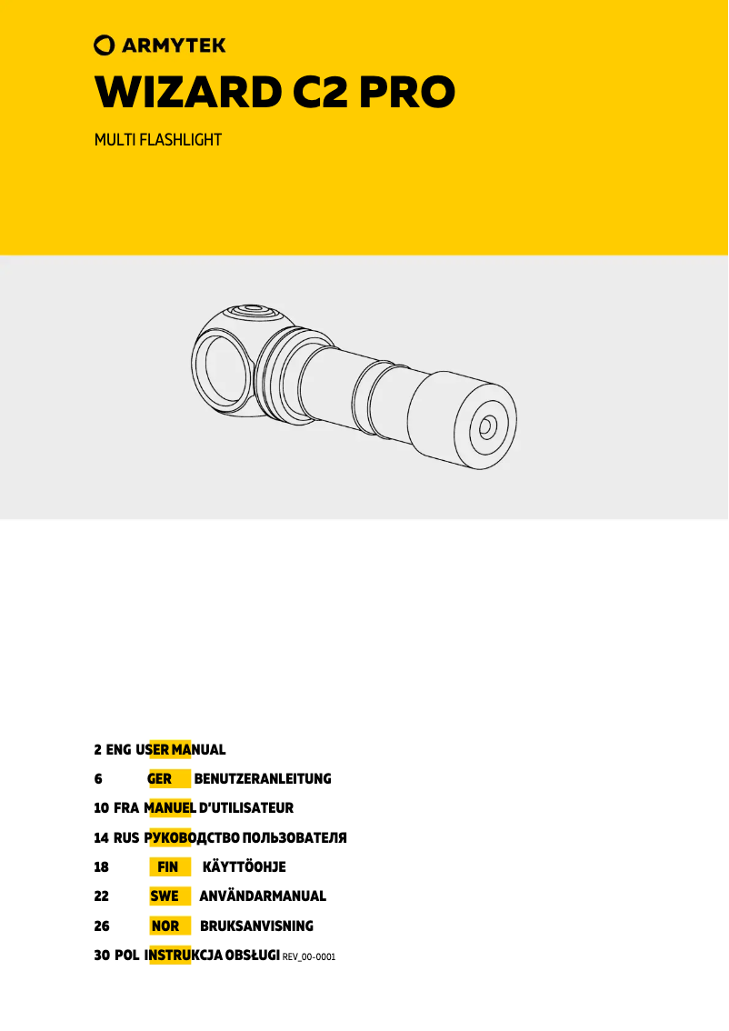 Page 1 de la notice Manuel utilisateur ArmyTek Wizard C2 Pro