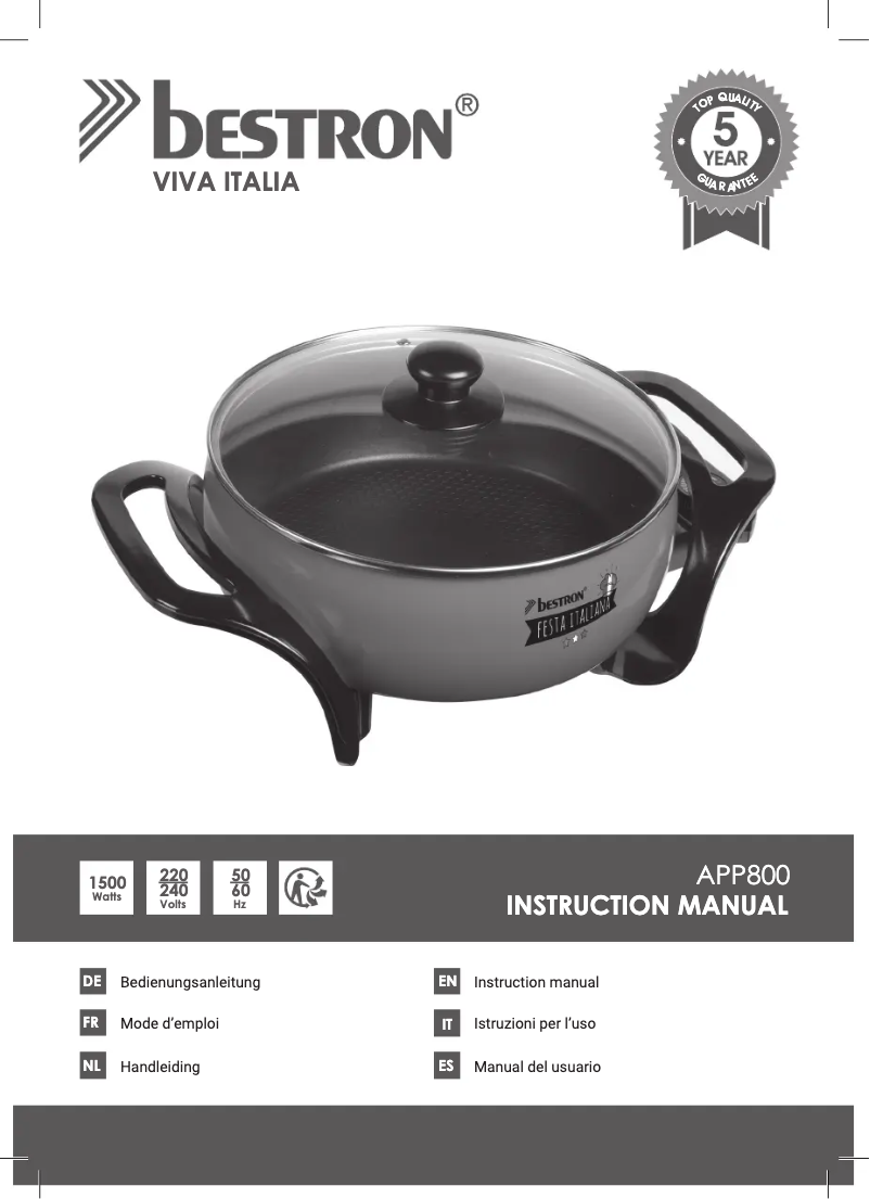 Page 1 de la notice Manuel utilisateur Bestron APP800