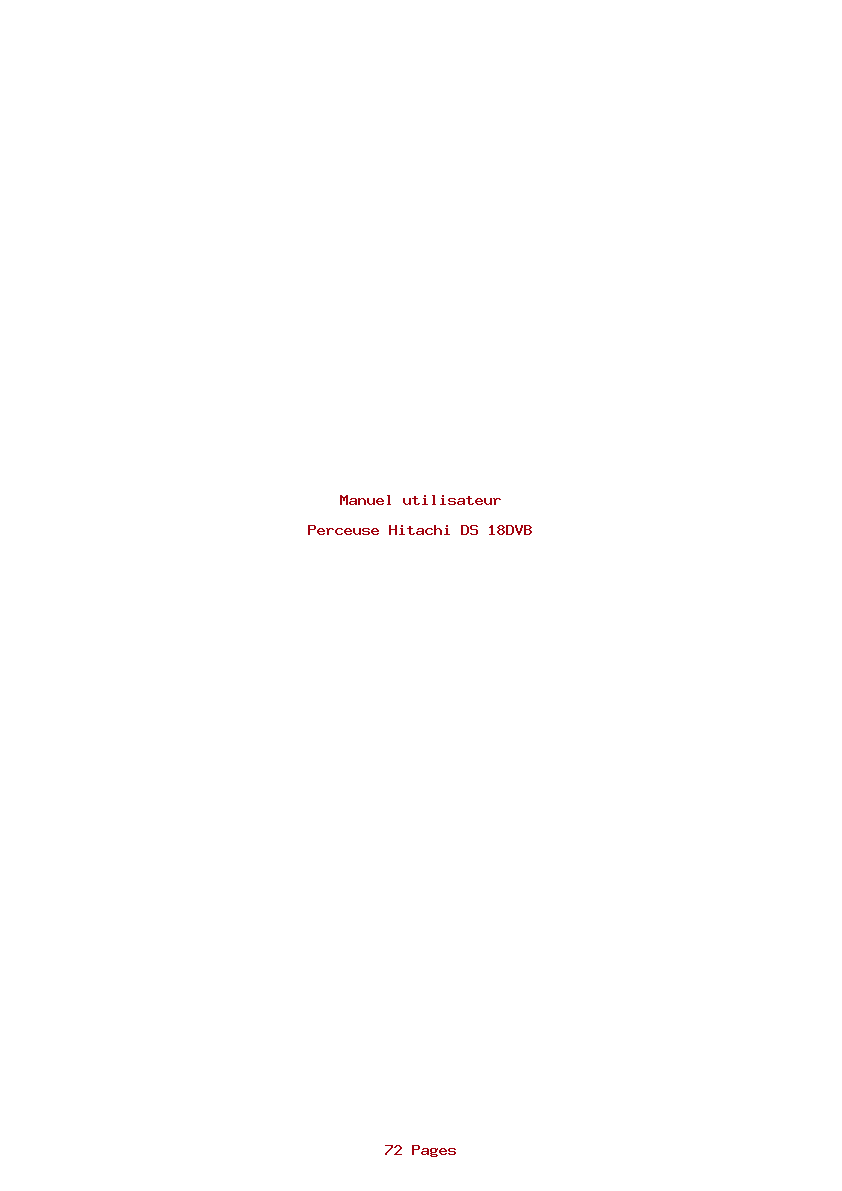 Page 1 de la notice Manuel utilisateur Hitachi DS 18DVB