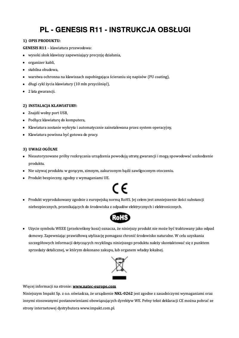 Page 1 de la notice Manuel utilisateur Genesis R11