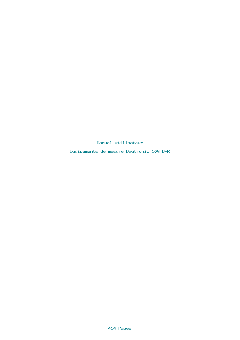 Page 1 de la notice Manuel utilisateur Daytronic 10VFD-R