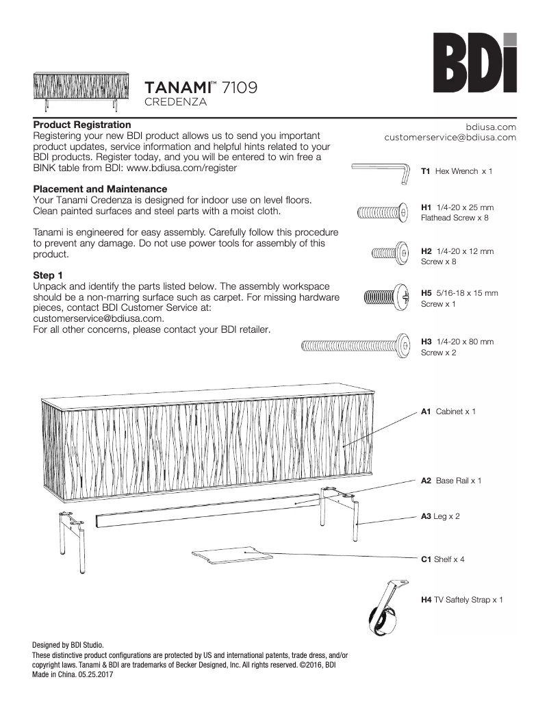 Page 1 de la notice Manuel utilisateur BDI Tanami 7109