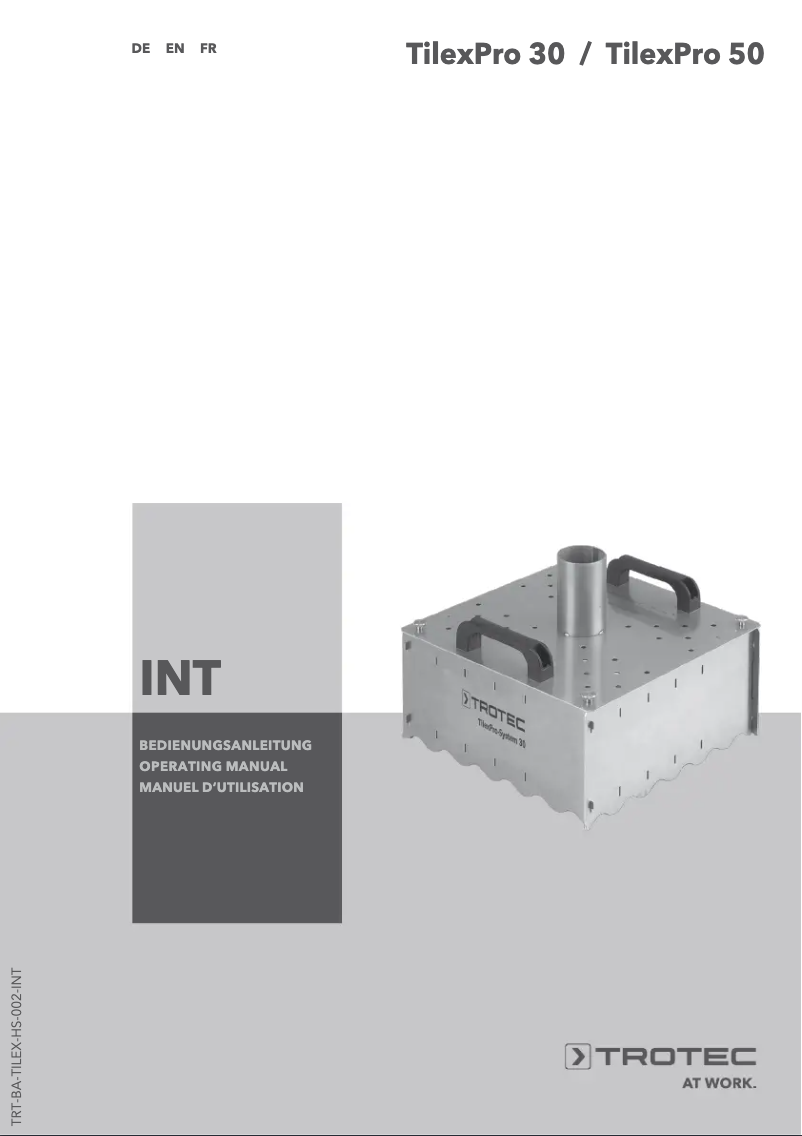 Page 1 de la notice Manuel utilisateur Trotec TilexPro 50