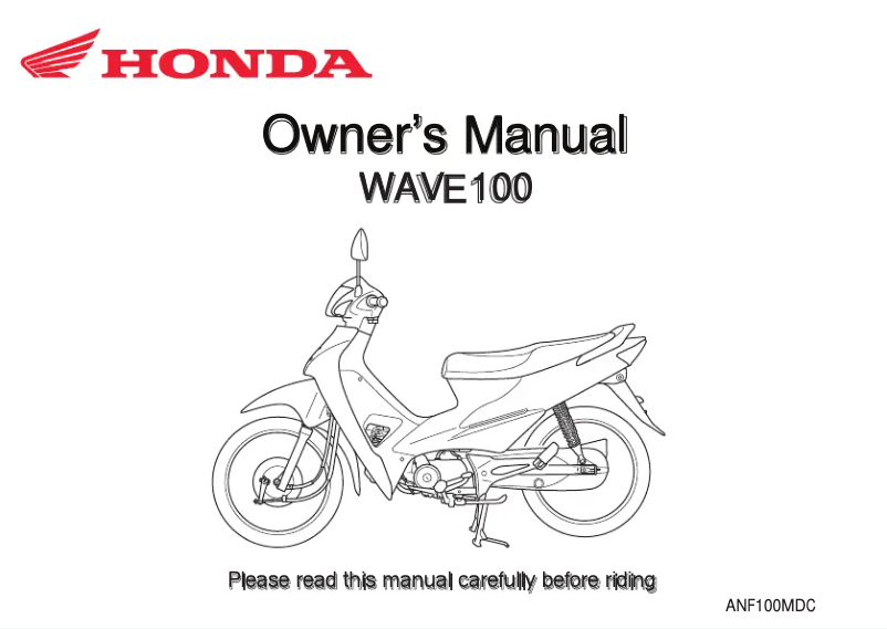 Page 1 de la notice Manuel utilisateur Honda WAVE100 (2019)