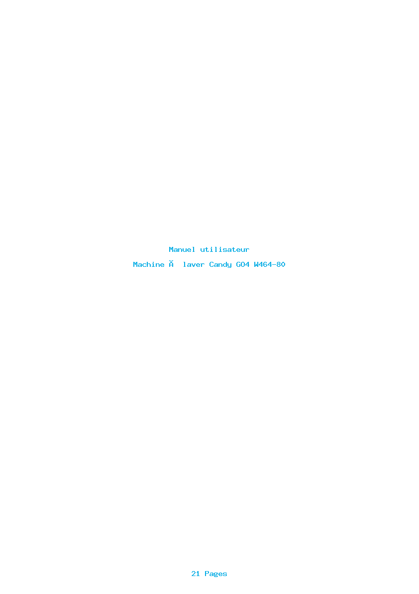 Page 1 de la notice Manuel utilisateur Candy GO4 W464-80