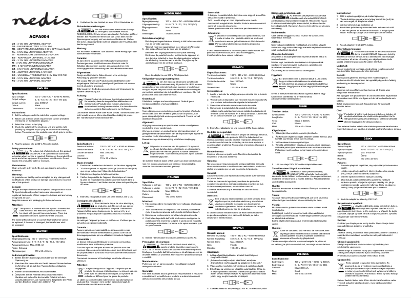 Page 1 de la notice Manuel utilisateur Nedis ACPA004