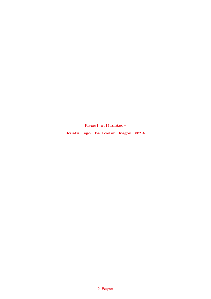 Page 1 de la notice Manuel utilisateur Lego The Cowler Dragon 30294