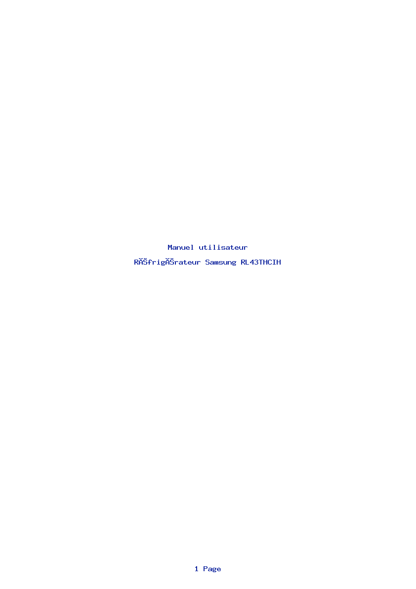 Page 1 de la notice Manuel utilisateur Samsung RL43THCIH