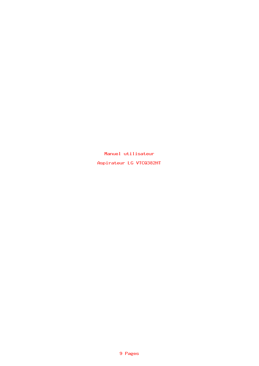 Page 1 de la notice Manuel utilisateur LG VTCQ382HT