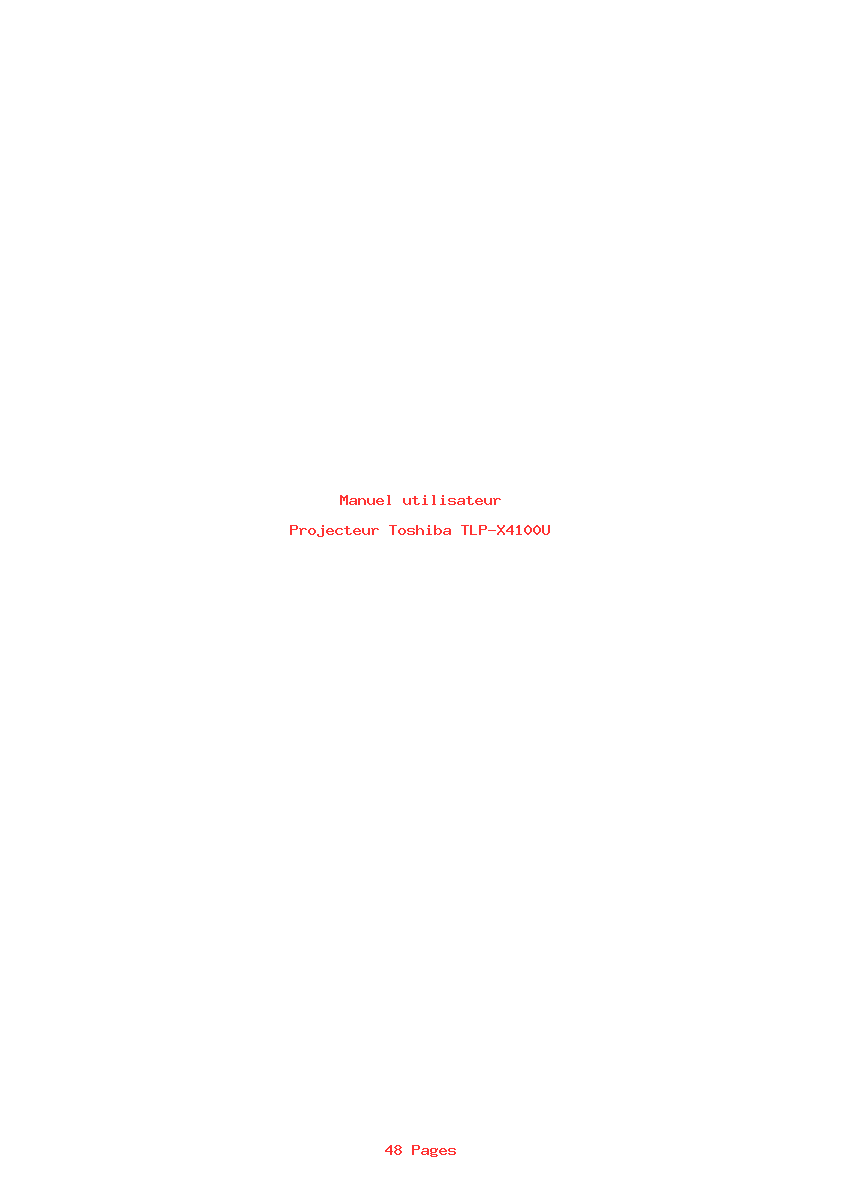 Page 1 de la notice Manuel utilisateur Toshiba TLP-X4100U