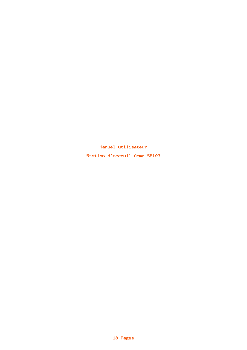 Page 1 de la notice Manuel utilisateur Acme SP103
