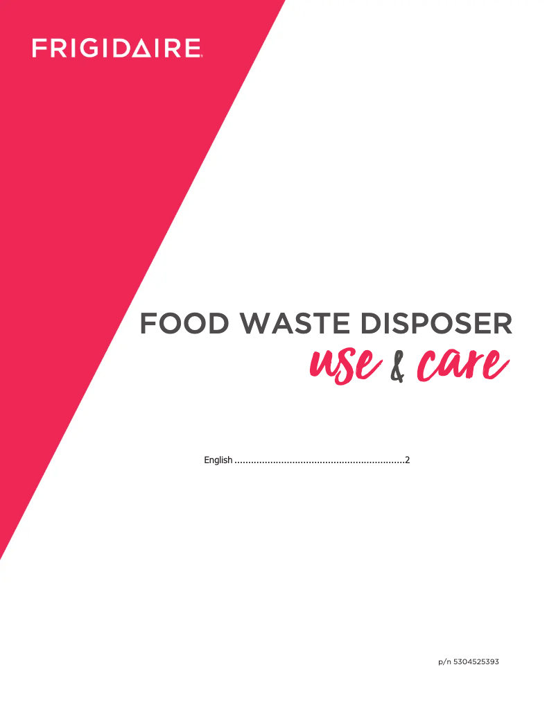 Page 1 de la notice Manuel d'utilisation et d'entretien Frigidaire FF03DISPC1