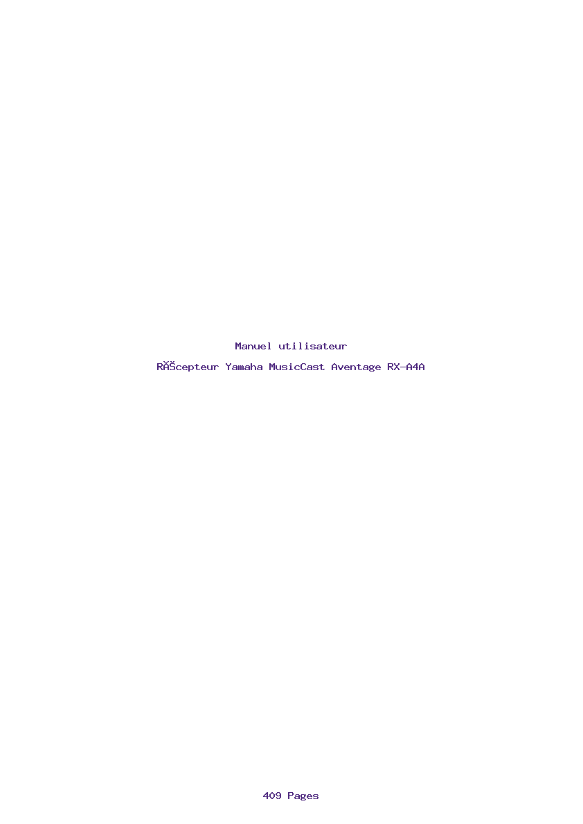 Page 1 de la notice Manuel utilisateur Yamaha MusicCast Aventage RX-A4A