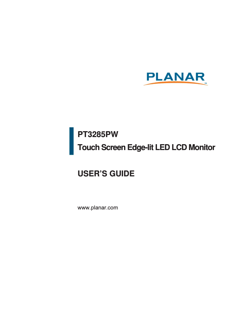 Page 1 de la notice Manuel utilisateur Planar PT3285PW