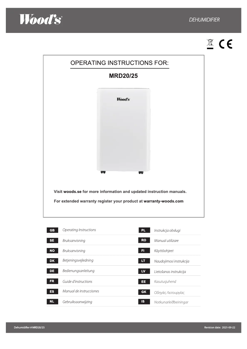 Page 1 de la notice Manuel utilisateur Wood's MRD25