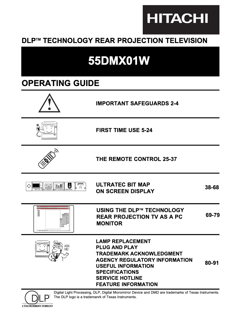 Page 1 de la notice Manuel utilisateur Hitachi 55DMX01W