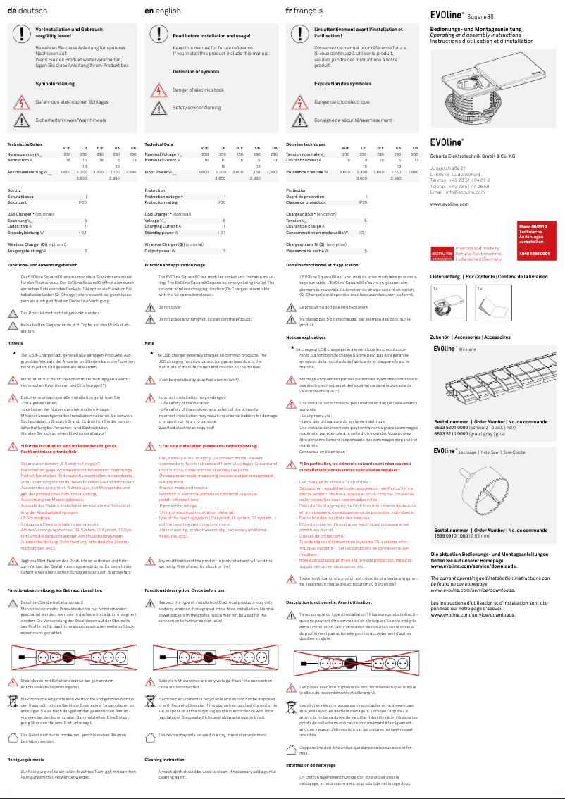 Page 1 de la notice Manuel utilisateur EVOline Square80