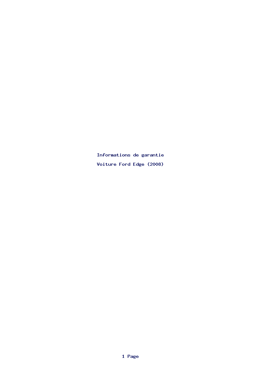 Page 1 de la notice Informations de garantie Ford Edge (2008)