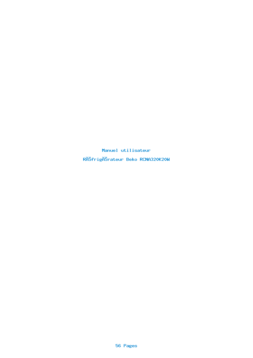 Page 1 de la notice Manuel utilisateur Beko RCNA320K20W