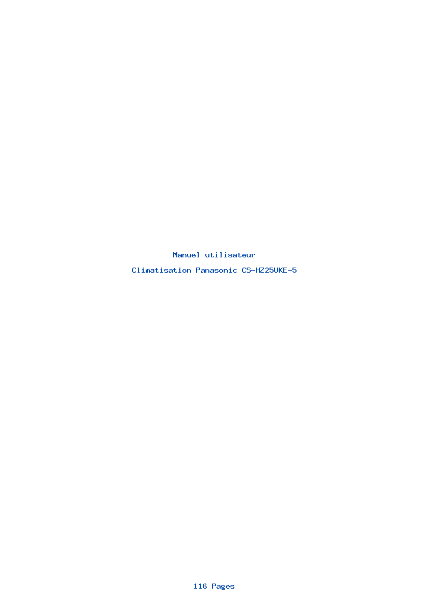 Page 1 de la notice Manuel utilisateur Panasonic CS-HZ25UKE-5