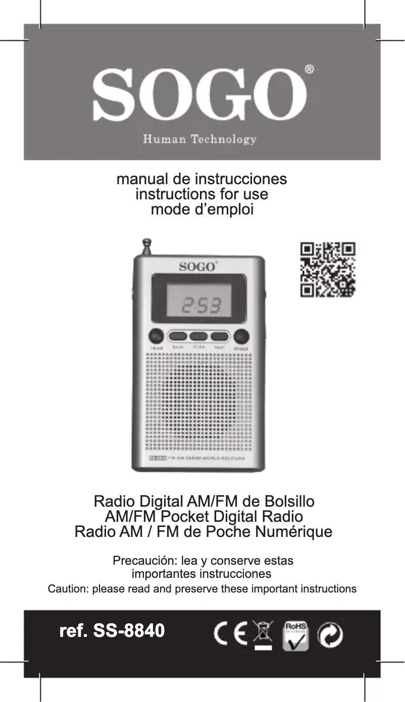 Page 1 de la notice Manuel utilisateur Sogo SS-8840