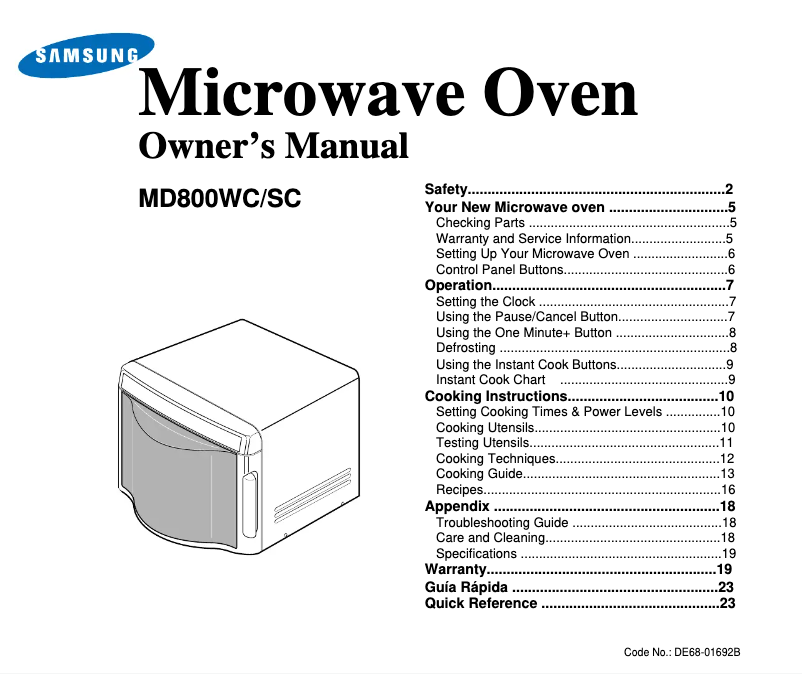 Page 1 de la notice Manuel utilisateur Samsung MD800SC