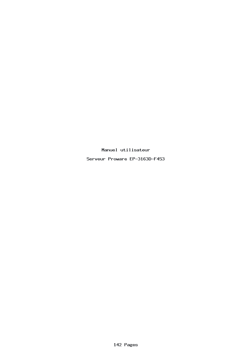 Page 1 de la notice Manuel utilisateur Proware EP-3163D-F4S3