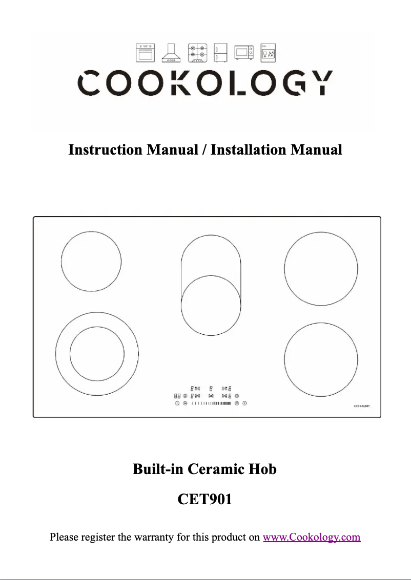 Page 1 de la notice Manuel utilisateur Cookology CET901