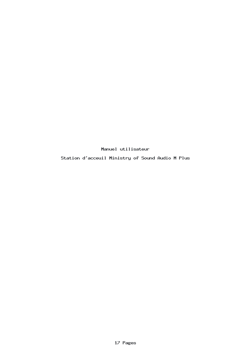Page 1 de la notice Manuel utilisateur Ministry of Sound Audio M Plus