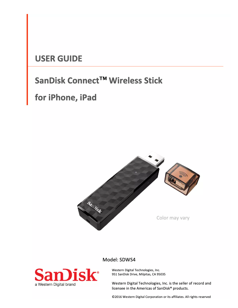 Page 1 de la notice Manuel utilisateur Sandisk Connect SDWS4