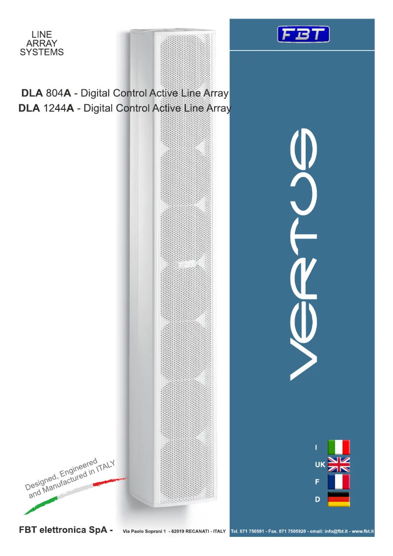 Page 1 de la notice Manuel utilisateur FBT VERTUS DLA 804A