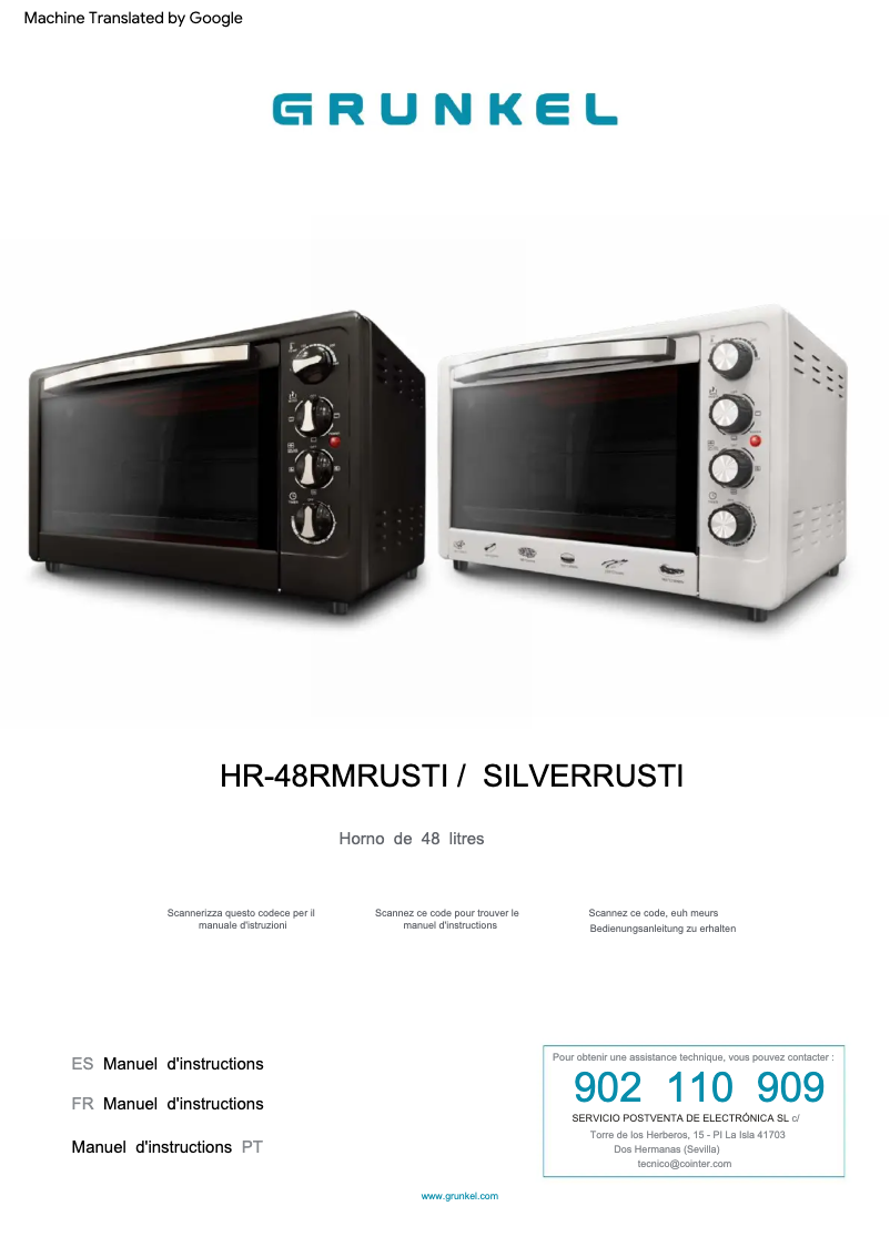 Image de la première page du manuel de l'appareil HR-48RMRUSTI