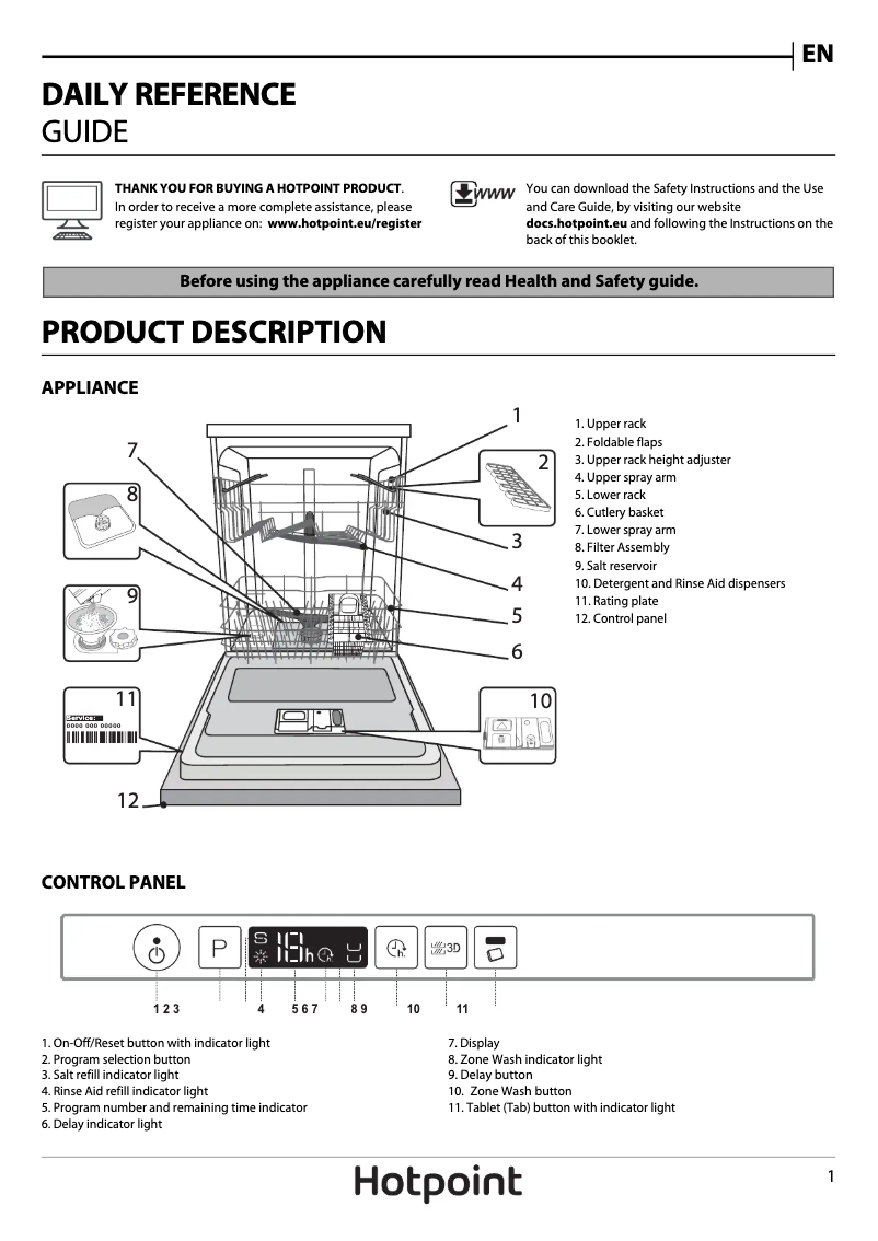 Page 1 de la notice Manuel utilisateur Hotpoint HIO 3C24 W C UK