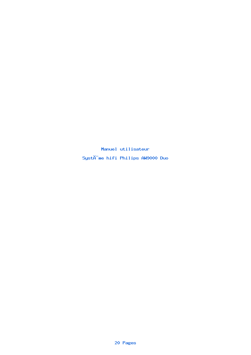 Page 1 de la notice Manuel utilisateur Philips AW9000 Duo