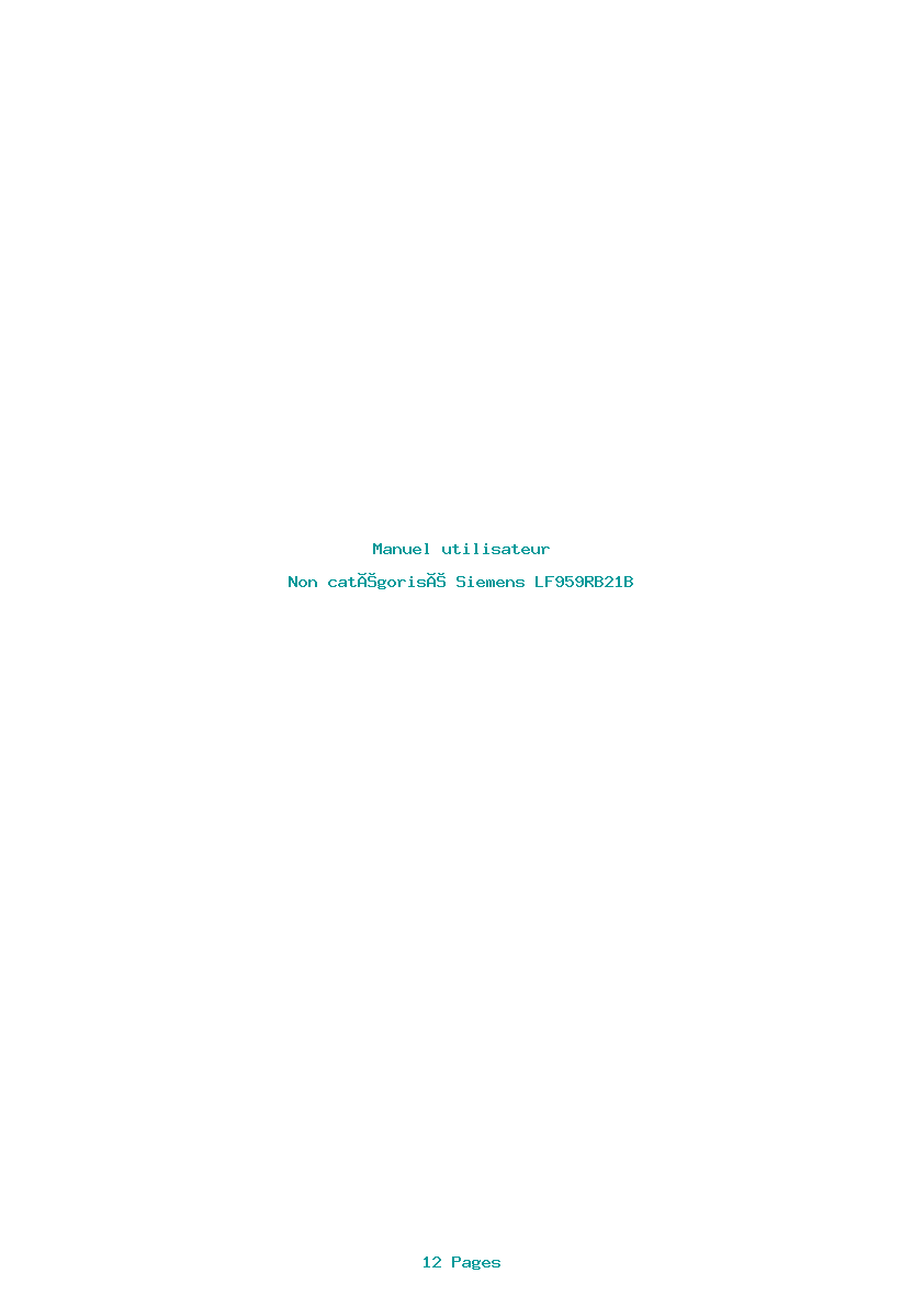 Page 1 de la notice Manuel utilisateur Siemens LF959RB21B