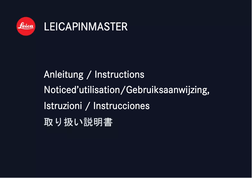 Page 1 de la notice Manuel utilisateur Leica Pinmaster