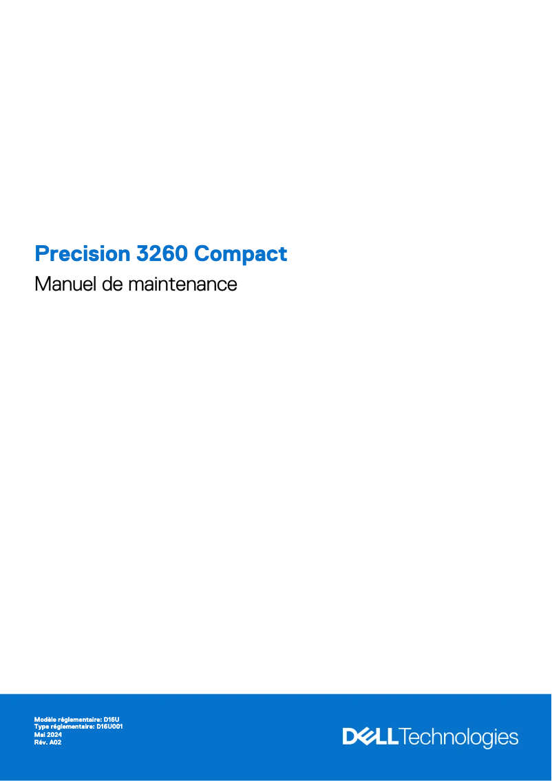 Page 1 de la notice Manuel d'utilisation et d'entretien Dell Precision 3260 Compact