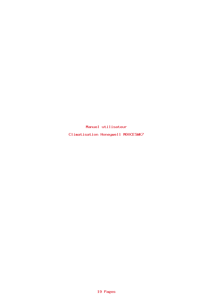 Page 1 de la notice Manuel utilisateur Honeywell MO0CESWK7