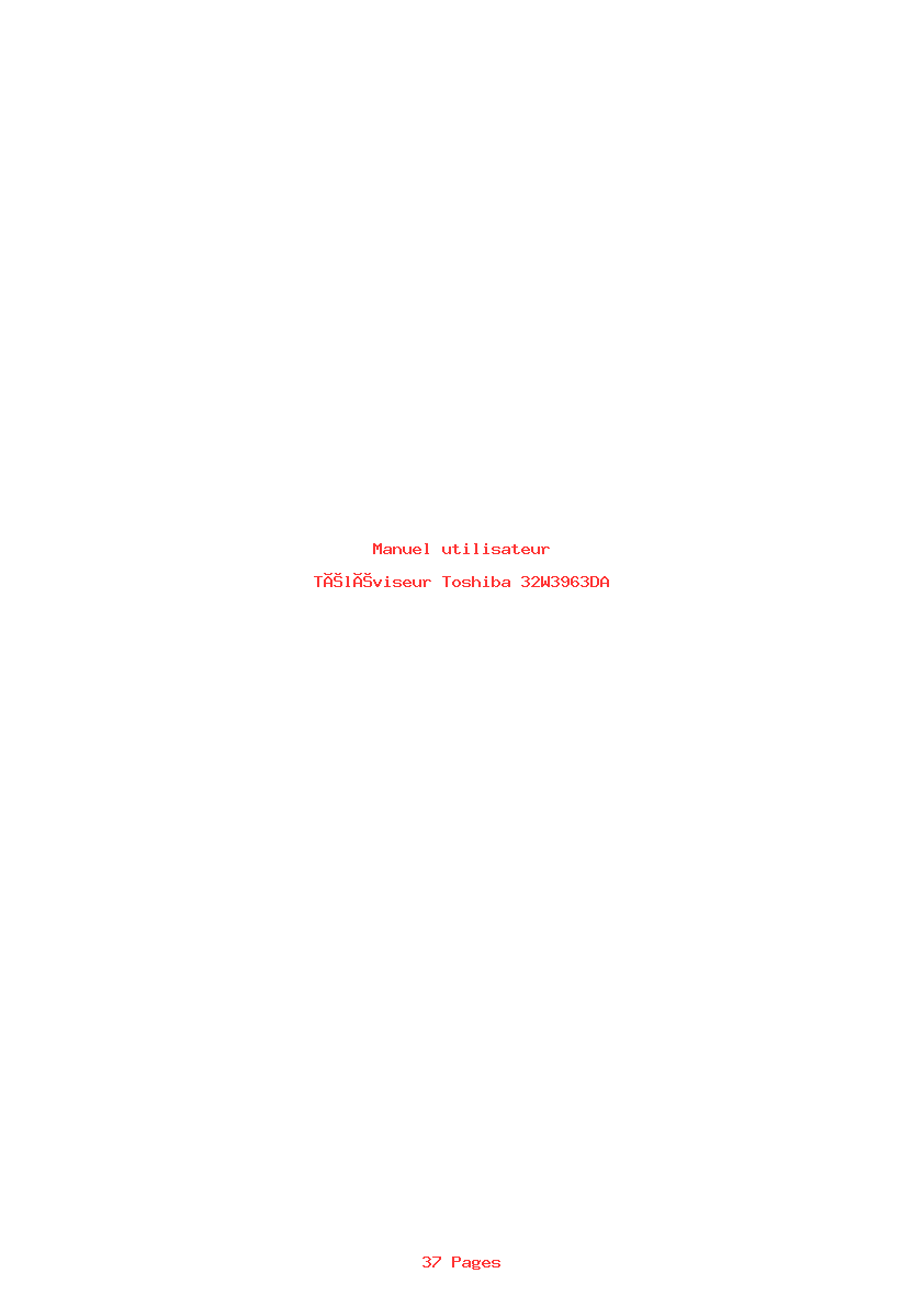 Page 1 de la notice Manuel utilisateur Toshiba 32W3963DA
