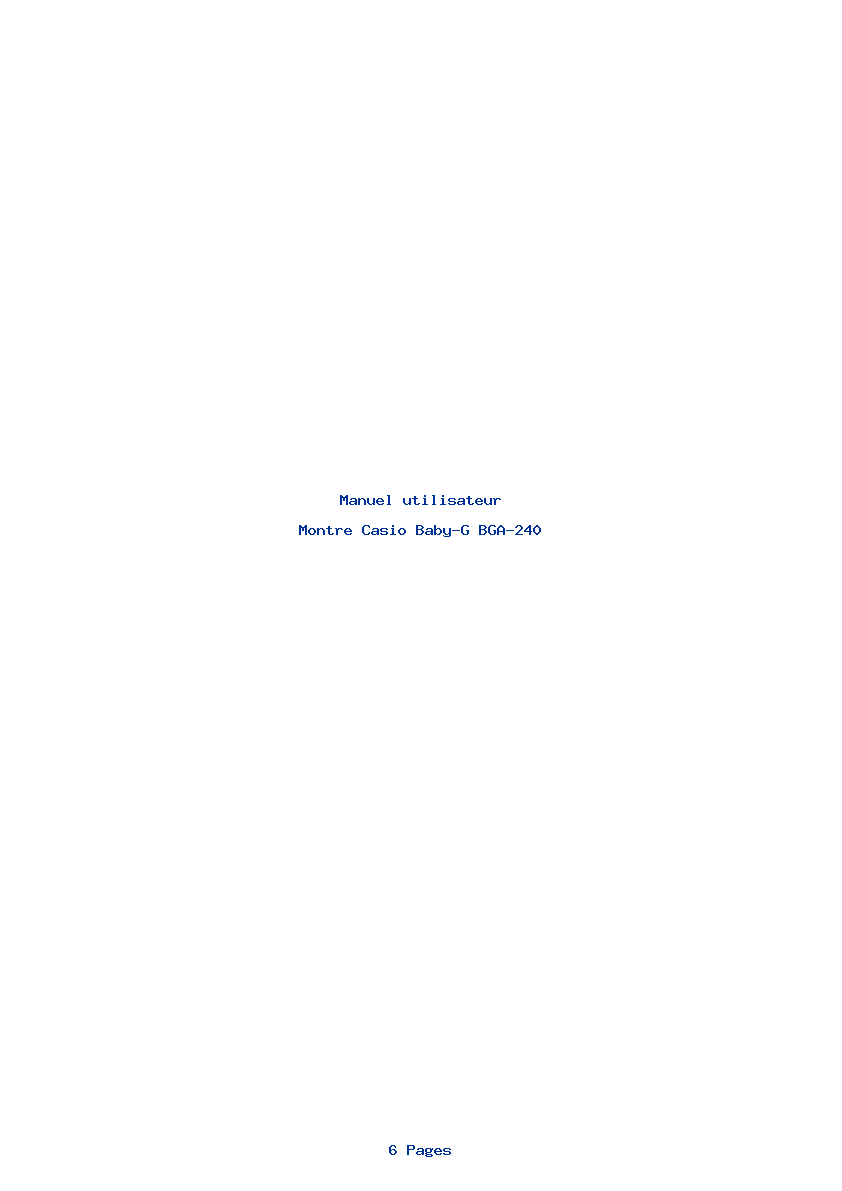 Page 1 de la notice Manuel utilisateur Casio Baby-G BGA-240